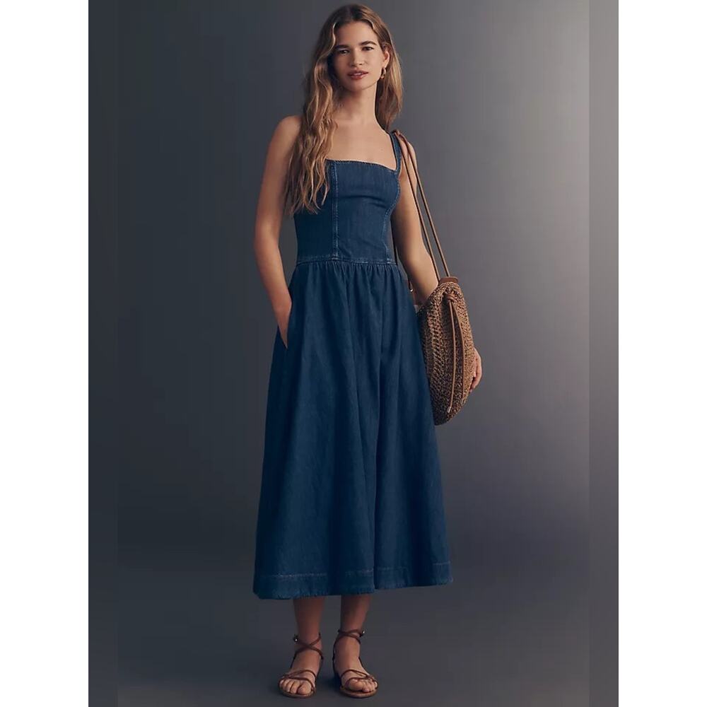 Reformation Janu Denim Midi Dress 10 - Picture 8 of 8